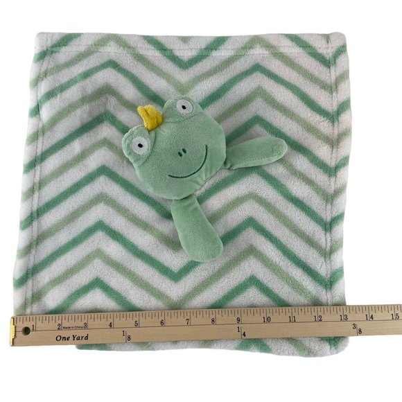 SL Home Fashions Green Frog Lovey Baby Security Blanket Stripes - Picture 4 of 5